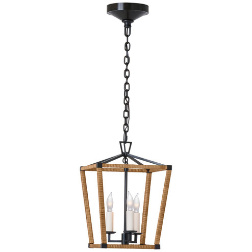 Darlana Wrapped LED Lantern in Aged Iron and Natural Rattan (268|CHC 5875AI/NRT)
