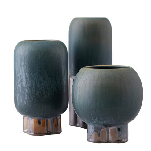 Tutwell Vases, Set of 3 in Forest Reactive (314|AVC01)