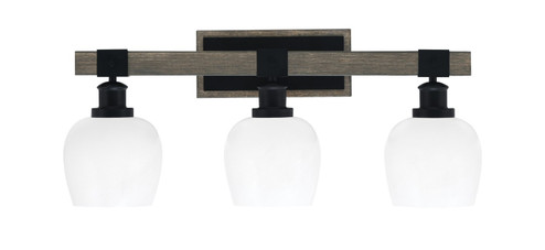 Tacoma Three Light Bath Bar in Matte Black & Painted Distressed Wood-look Metal (200|1843-MBDW-4811)