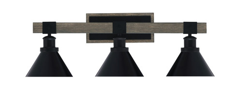 Tacoma Three Light Bath Bar in Matte Black & Painted Distressed Wood-look Metal (200|1843-MBDW-421-MB)