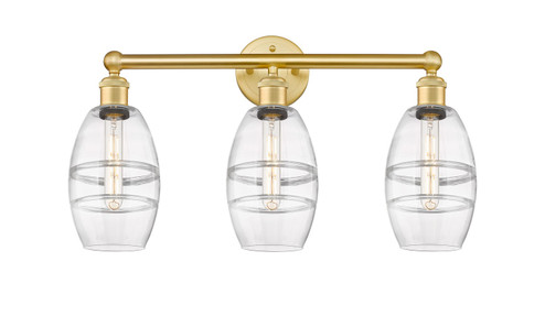 Edison Three Light Bath Vanity in Satin Gold (405|616-3W-SG-G557-6CL)