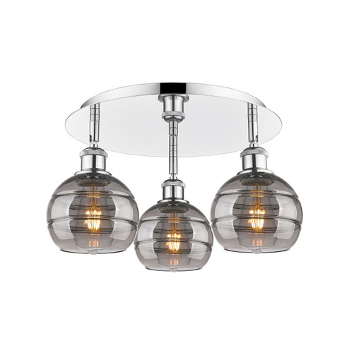 Ballston Three Light Flush Mount in Satin Gold (405|516-3C-SG-G556-6SM)