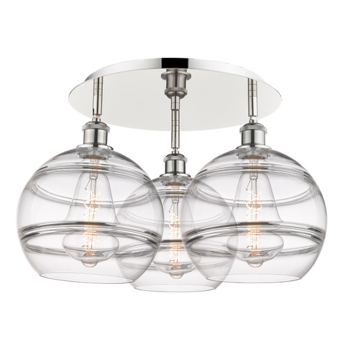 Ballston Three Light Flush Mount in Polished Nickel (405|516-3C-PN-G556-10CL)