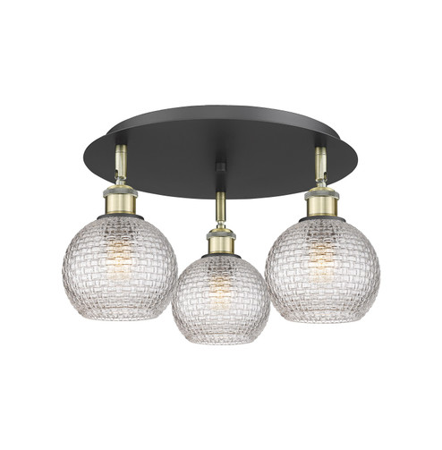 Downtown Urban Three Light Flush Mount in Black Antique Brass (405|516-3C-BAB-G122C-6CL)