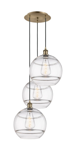 Ballston Three Light Pendant in Antique Brass (405|113B-3P-AB-G556-12CL)