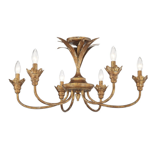 Lillianne HG Six Light Semi-Flush Mount in Heirloom Gold (62|0846-6SF HG)