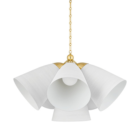 Bronson Five Light Chandelier in Aged Brass/White Plaster (70|BKO1502-AGB/WP)
