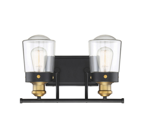 Macauley Two Light Bath Bar in Vintage Black with Warm Brass (51|8-2069-2-51)