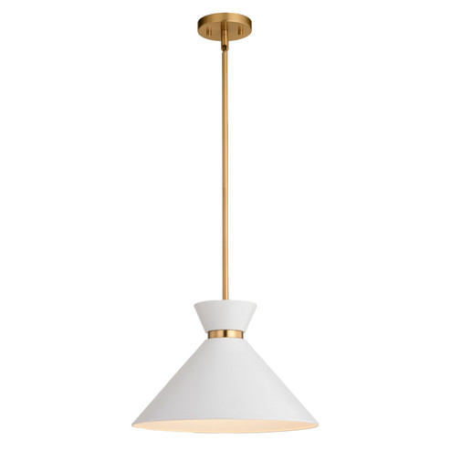 Racine One Light Pendant in Matte White and Natural Brass (63|P0399)
