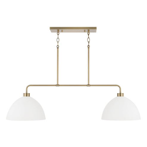 Ross Two Light Island Pendant in Aged Brass and White (65|852021AW)