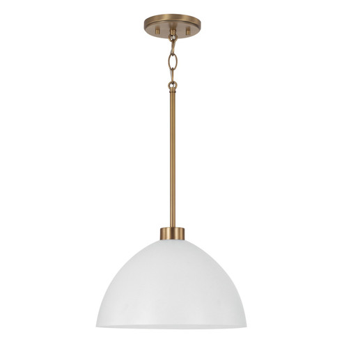 Ross One Light Pendant in Aged Brass and White (65|352011AW)