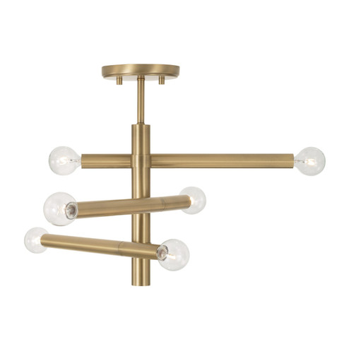 Zane Six Light Semi-Flush Mount in Aged Brass (65|251261AD)