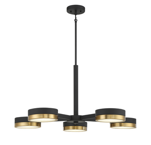 Ashor LED Chandelier in Matte Black with Warm Brass (51|1-1635-5-143)