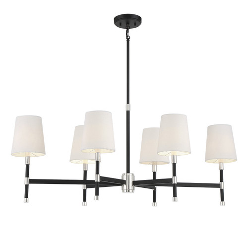 Brody Six Light Linear Chandelier in Matte Black w/Polished Nickel (51|1-1631-6-173)