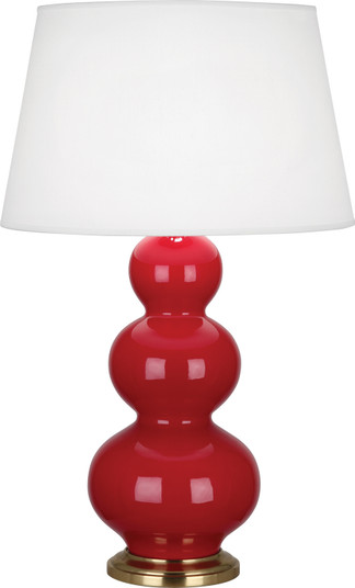 Triple Gourd One Light Table Lamp in Ruby Red Glazed Ceramic w/Antique Brass (165|RR40X)