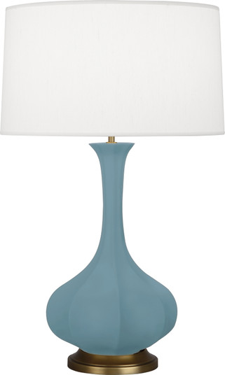 Pike One Light Table Lamp in Matte Steel Blue Glazed Ceramic w/Aged Brass (165|MOB94)