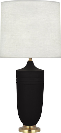 Michael Berman Hadrian One Light Table Lamp in Matte Dark Coal Glazed Ceramic w/Modern Brass (165|MDC27)