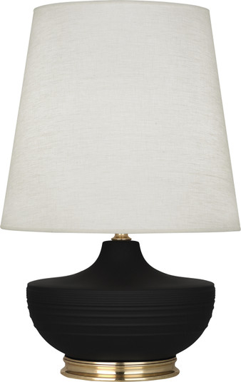 Michael Berman Nolan One Light Table Lamp in Matte Dark Coal Glazed Ceramic w/Modern Brass (165|MDC24)