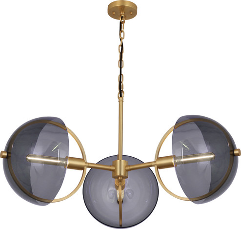 Mavisten Edition Copernica Three Light Chandelier in Lacquered Burnished Brass w/Smoked Glass Shade (165|603)