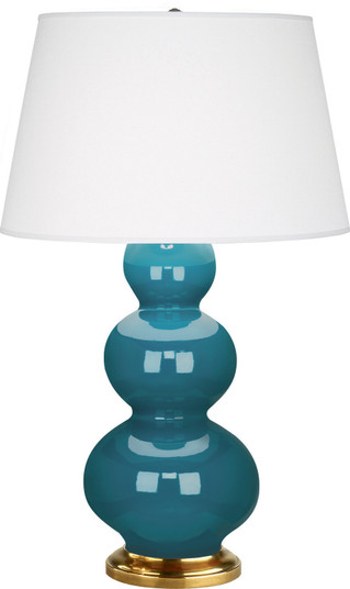 Triple Gourd One Light Table Lamp in Peacock Glazed Ceramic w/Antique Natural Brassed (165|323X)