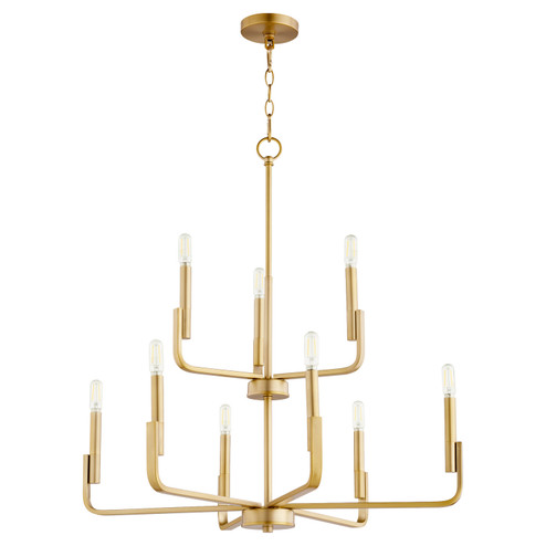 Tempo Nine Light Chandelier in Aged Brass (19|6210-9-80)