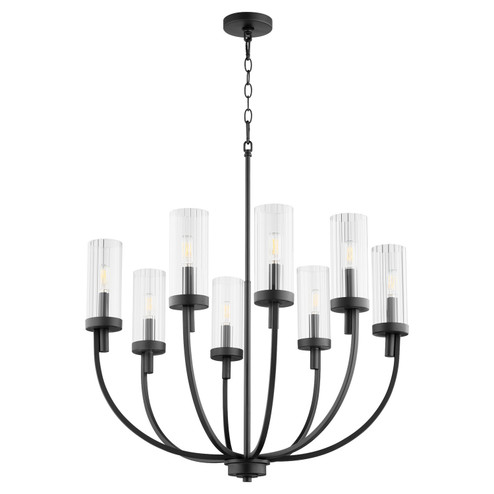 Ladin Eight Light Chandelier in Textured Black|Clear Fluted Glass (19|601-8-69)