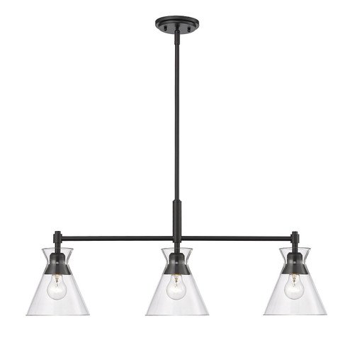 Malta Three Light Linear Pendant in Matte Black (62|0511-LP BLK-CLR)