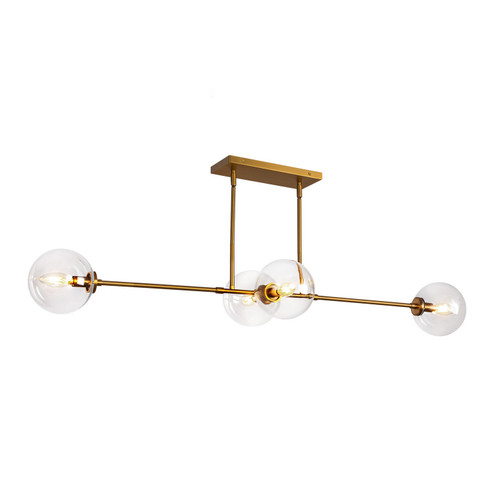 Cassia Four Light Linear Pendant in Aged Gold/Clear Glass (452|LP549448AGCL)