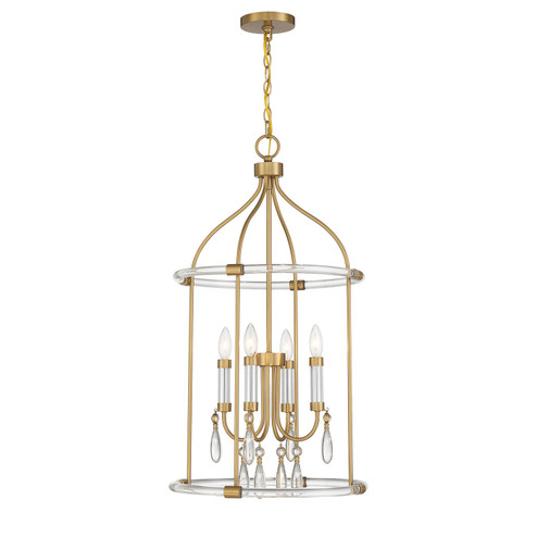 Mayfair Four Light Pendant in Warm Brass and Chrome (51|7-7714-4-195)