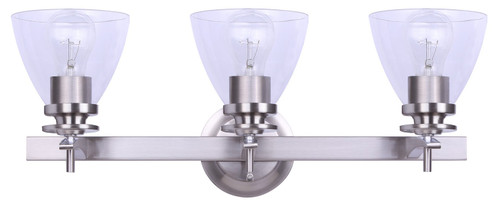 Ivl256A03Bn-Rg Three Light Vanity in Brushed Nickel (387|IVL256A03BN-RG)