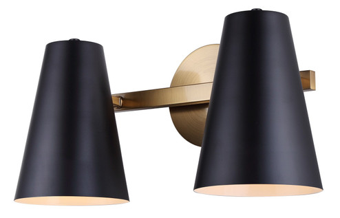 Harken Two Light Vanity in Matte Black And Gold (387|IVL1145A02BKG)