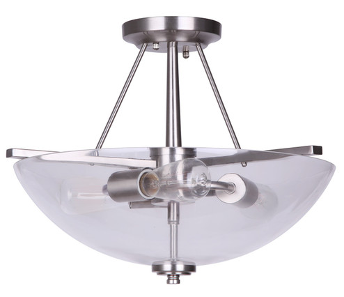 Isf256A03Bn-Rg Three Light Semi-Flush Mount in Brushed Nickel (387|ISF256A03BN-RG)