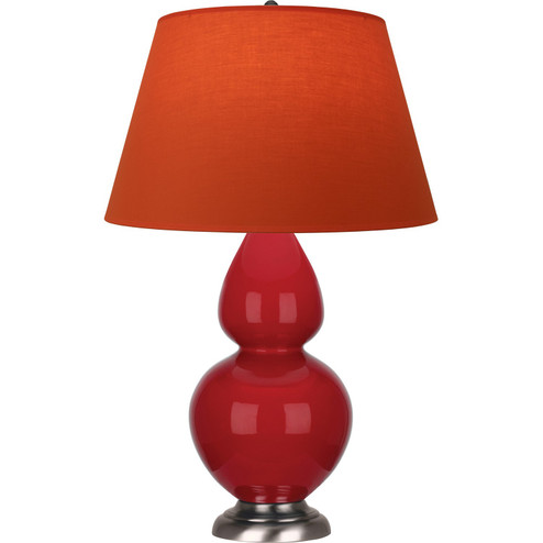 Double Gourd One Light Table Lamp in Ruby Red Glazed Ceramic w/Antique Silvered (165|RR22T)