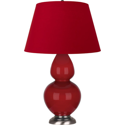 Double Gourd One Light Table Lamp in Ruby Red Glazed Ceramic w/Antique Silvered (165|RR22R)