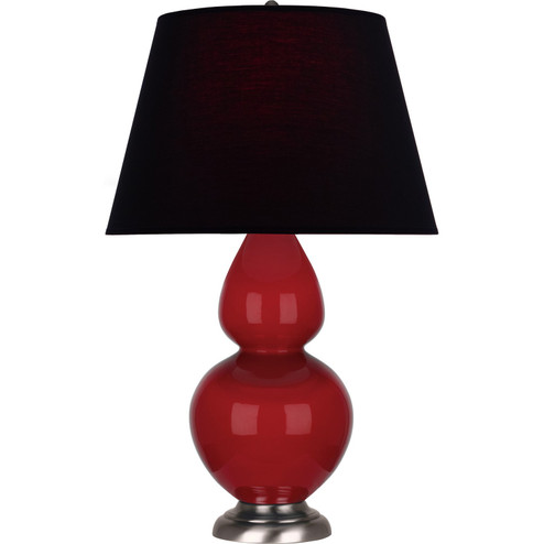 Double Gourd One Light Table Lamp in Ruby Red Glazed Ceramic w/Antique Silvered (165|RR22K)