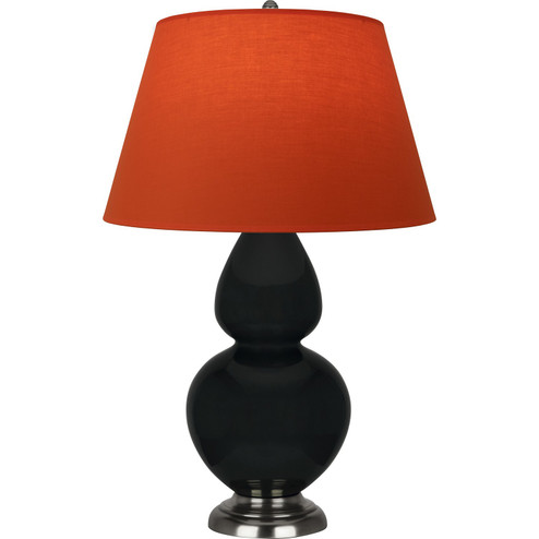Double Gourd One Light Table Lamp in Obsidian Glazed Ceramic w/Antique Silvered (165|OS22T)