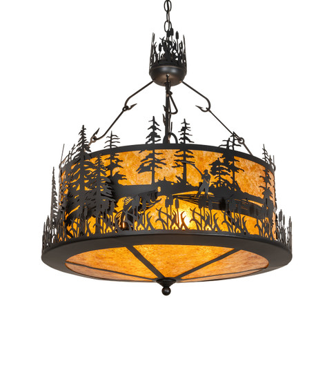 Bass And Fisherman Four Light Pendant in Solar Black (57|268652)