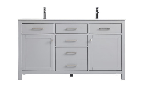 Lewis Double Bathroom Vanity in Grey (173|VF23360DGR)