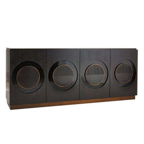 Tudor Credenza in Ebony Oak Veneer/Black Lacquer/Antique Brass (314|FZS04)