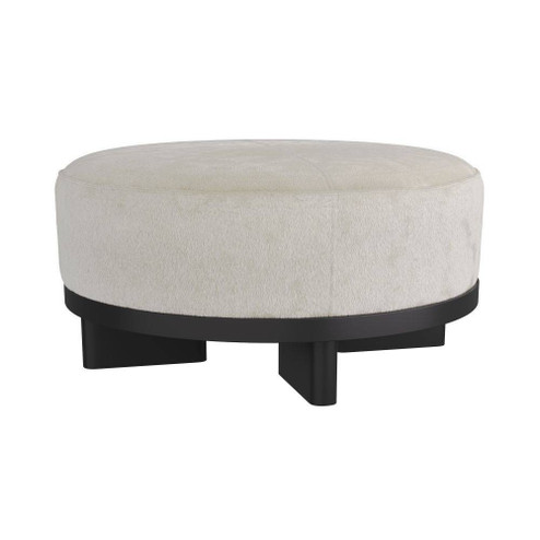 Aurora Ottoman in White Hair on Hide (314|FOI10)
