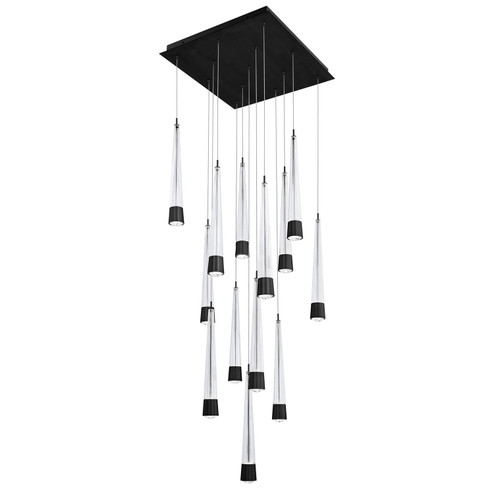 Quill LED Chandelier in Black (34|PD-59413S-BK)