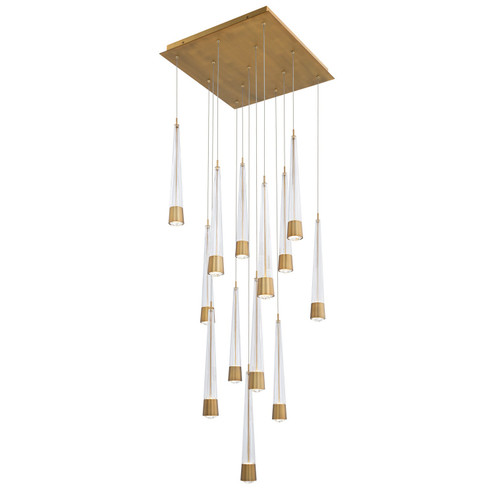 Quill LED Chandelier in Aged Brass (34|PD-59413S-AB)