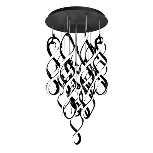 Interlace LED Chandelier in Black (34|PD-47815R-BK)