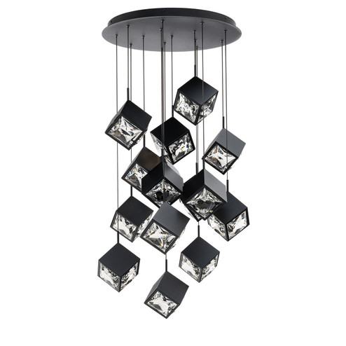Ice Cube LED Chandelier in Black (34|PD-29315R-BK)