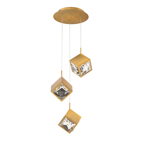 Ice Cube LED Chandelier in Aged Brass (34|PD-29303R-AB)