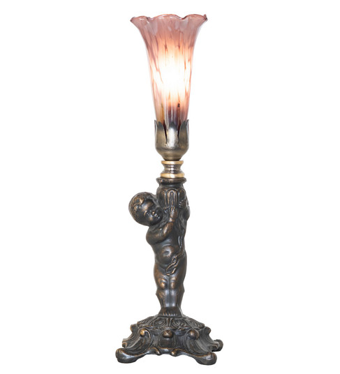 Purple Iridescent Pond Lily One Light Mini Lamp in Antique Brass (57|273024)