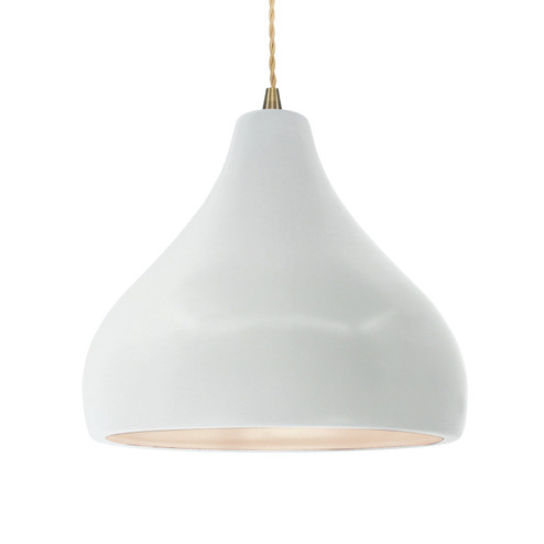 Radiance One Light Pendant in Gloss White (102|CER-6565-WHT-ABRS-BEIG-TWST)