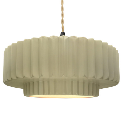 Radiance One Light Pendant in Vanilla (Gloss) (102|CER-6555-VAN-MBLK-BEIG-TWST)