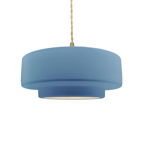 Radiance One Light Pendant in Sky Blue (102|CER-6543-SKBL-BRSS-BEIG-TWST)