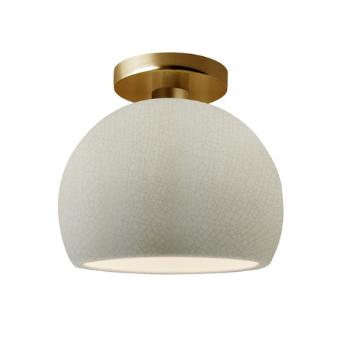 Radiance One Light Semi-Flush Mount in White Crackle (102|CER-6350-CRK-BRSS)